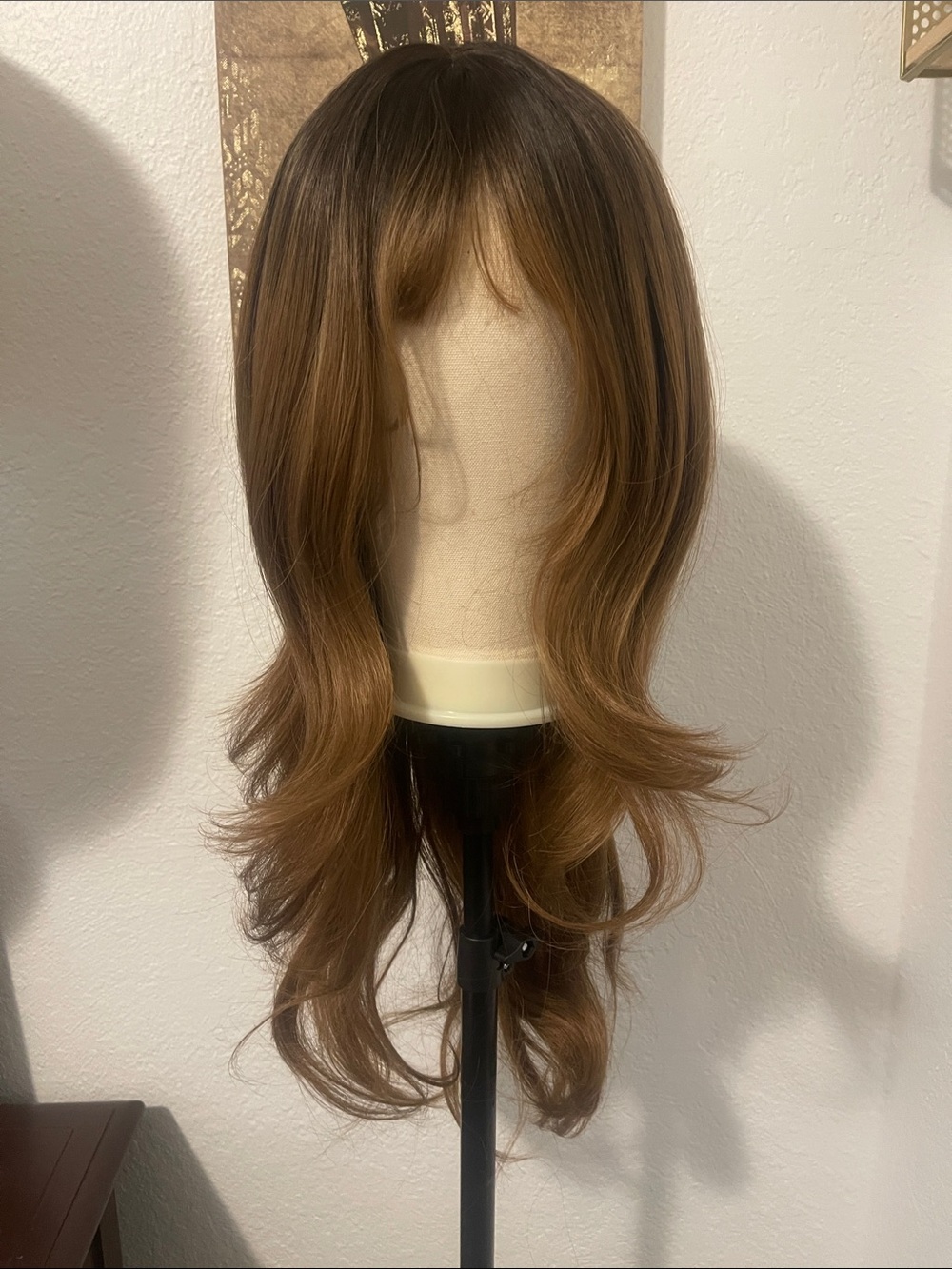 Women’s Long Layered Wig with Bangs - Brown Ombre